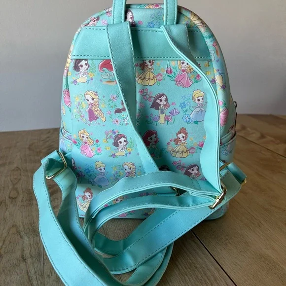 EUC Loungefly Disney Princess Chibi mint blue teal women’s mini backpack Ariel - Picture 4 of 7